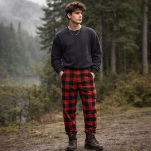 Thermo-King Buffalo Plaid Wool-Blend Hunting Pants Cotton Lined Ankle Zips Sz S